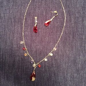 Multi-Color Crystal Neckless & Earrings
